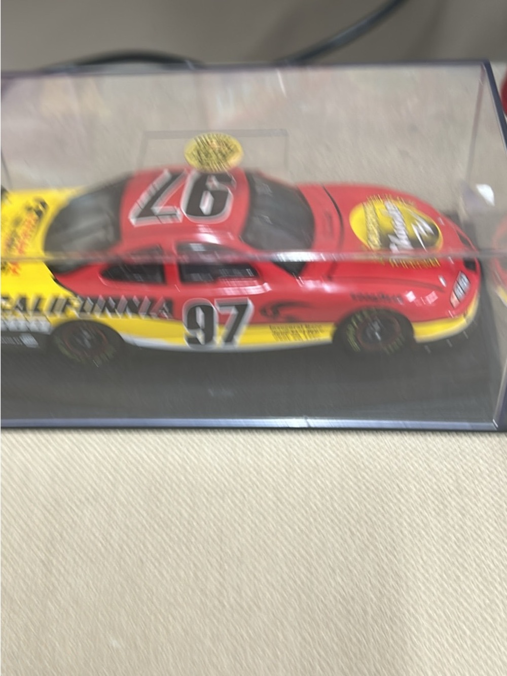 Red and Yellow Die-Cast Race Car Display Accent - Unbranded